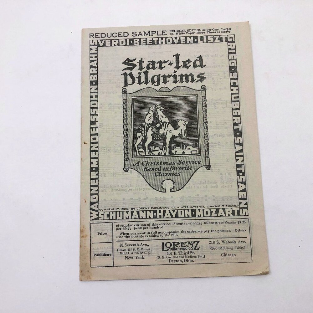 Star Led Pilgrims Reduced Size Sales Sampler Booklet Lorenz Publishing 1929